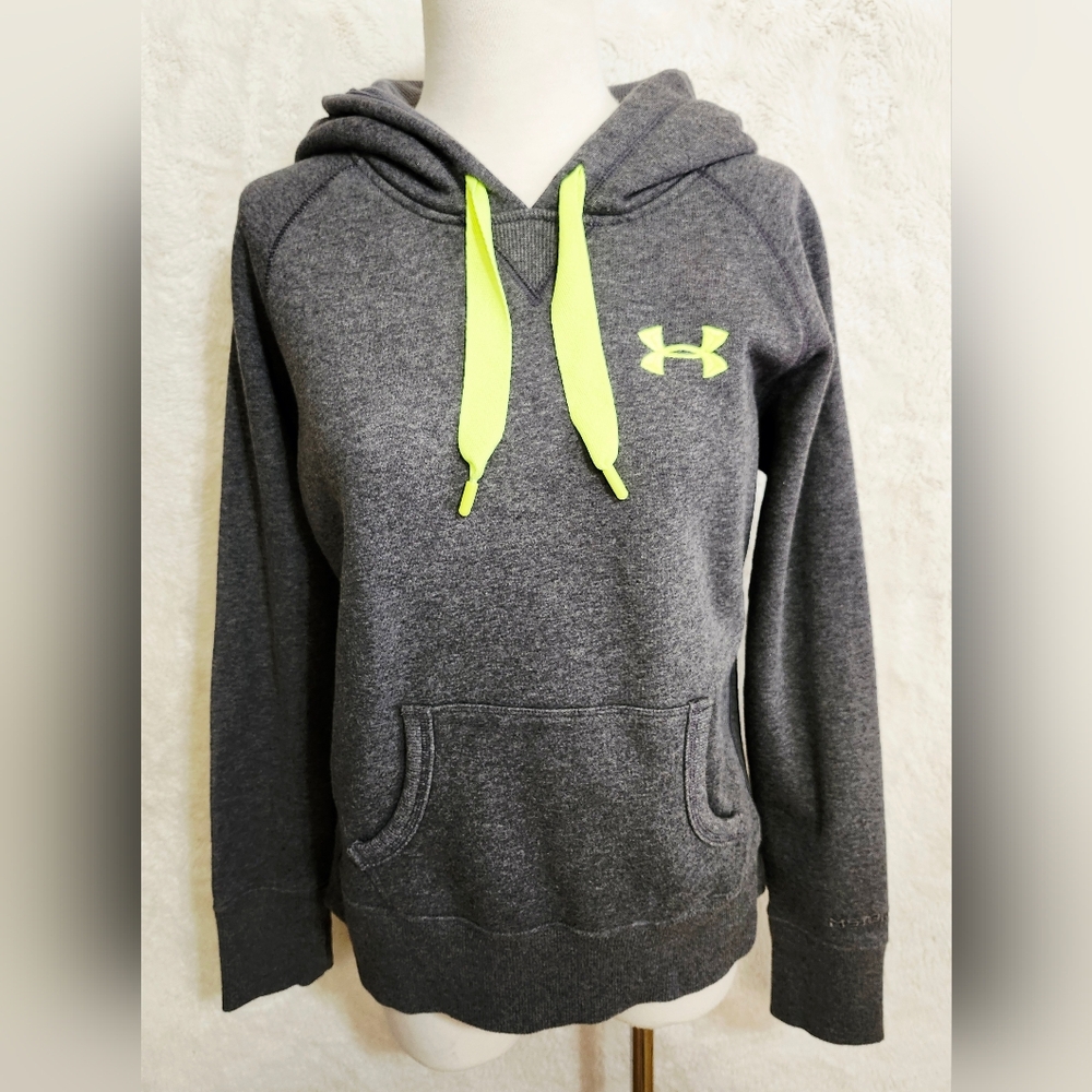 Under Armour UA Storm Loose Fit Hoodie Gray Neon Logo. Women's Small Warm Cozy